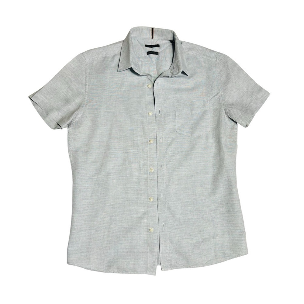 RW&CO. Gray Casual Linen blend Short Sleeve Button Down Shirt